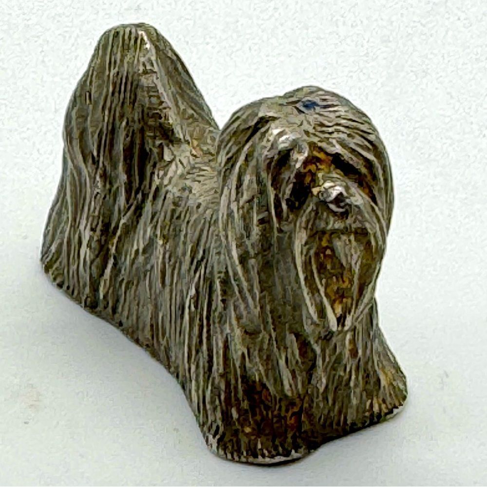 VTG MALTESE DOG FIGURINE Rawcliffe Pewter by Artist P. Davis 1979  Dog Statue